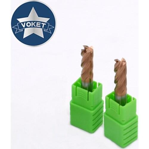 VOKET 60° solid tungsten carbide end mill 4 flutes square end mills HRC60 1MM 1.5MM 2MM 2.5MM 3MM 4MM 5MM 6MM 8MM 10MM 12MM