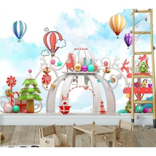 Wellyu Custom wallpaper 3d Nordic fantasy castle simple hand-painted cartoon airplane balloon childrens room 3d background wall