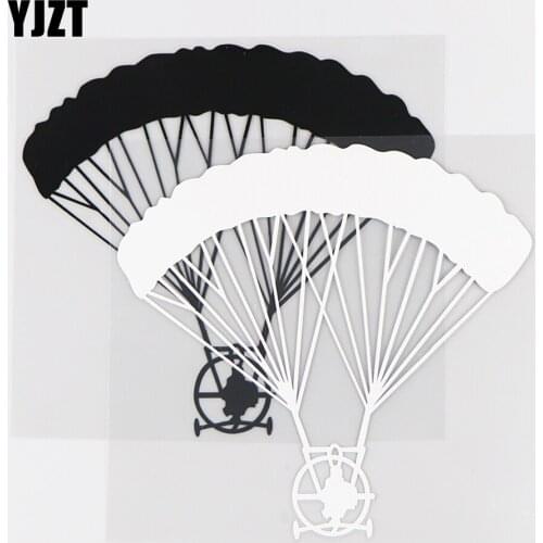 YJZT 14.7×13.9CM Personality Boy Extreme Parachute Sports Vinyl Car Sticker Decoration Black / Silver 10A-0445