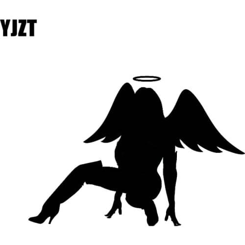 YJZT 15.5*10.7CM Mystery Sexy Naked Angel Silhoutte Decal Cool Design Car Sticker Black/Silver Covering The Body C20-1435