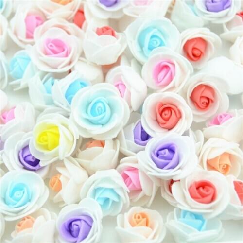 100pcs Mini Foam Rose Artificial Floral Flower Bouquet Multicolor Wedding Flower Decoration Scrapbooking Fake Flower