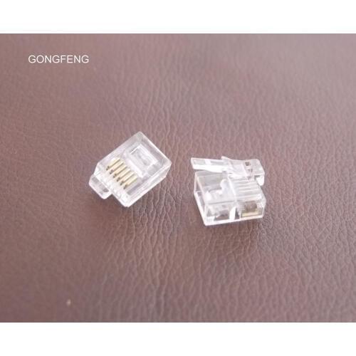 100pcs NEW 6P6C RJ11 Phone Crystal Head Connector Minow Special Crystal head Shrapnel Special Wholesale shipping to Russia