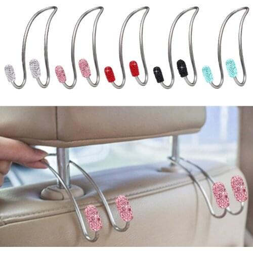 2 pcs of car headrest hook seat back storage rack Diamond hook rear seat hanger seat back storage rack interior car accessories