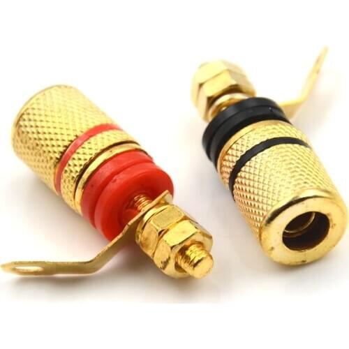 4pcs Socket Professional Binding Post Nut Banana Plug Jack Connector Nickel Plated For 4mm Banana Plug Red&Black