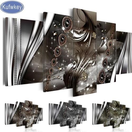 5D Diy Diamond Embroidery 5 pcs"abstract flower" Full Drill Mosaic Diamond Painting landscape full Square/round Diamond Pattern