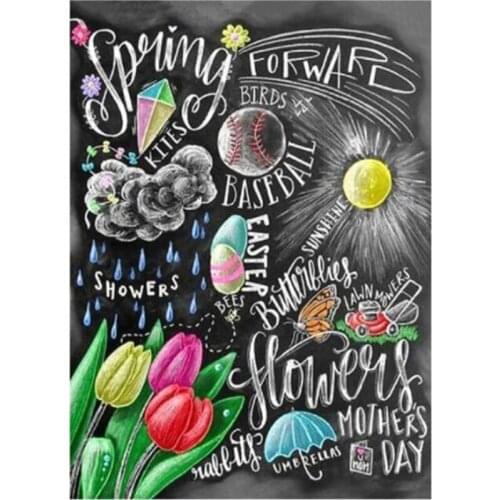 Kexinzu Full Square/Round 5D Diy Diamond Painting Cross Stitch "Flower Blackboard" Diamond 3D Embroidery Mosaic Home Crafts