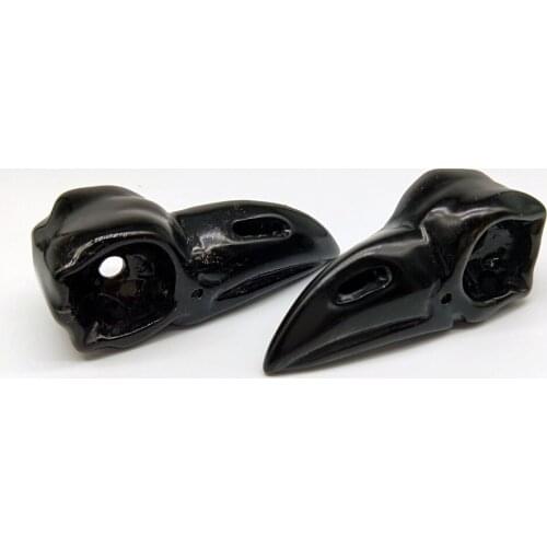 60-70 mm natural quartz crystal carved obsidian crow skull healing arts and crafts