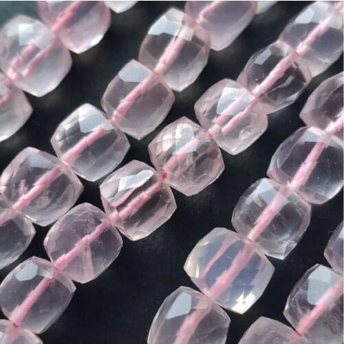 Loose beads ROSE QUARTZ square faceted 6-7mm for DIY jewelry making loose beads FPPJ wholesale nature 20CM