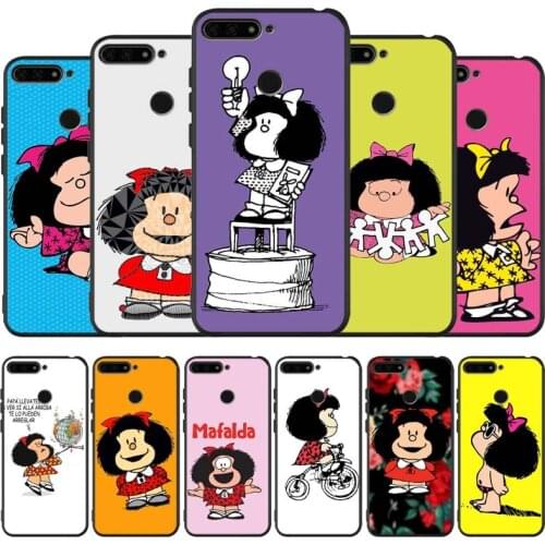 Mafalda black Silicone Phone Case For honor 30 20 Pro 8 8X 9 10 20 Lite Mate 10 20 30 Lite Pro cover