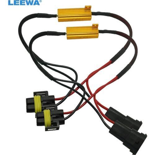 FEELDO 2pcs Car H11/H8 Fog Lamps Decoder LED Light Canbus Resistance Warning Cancellor Decoder Load Resistor Socket Error Wiring