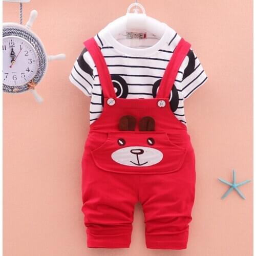 Baby babe Tees short sleeve T shirt+suspender set boys cotton Tees 0-4T kids outwear infant clothes little kids детская одежда