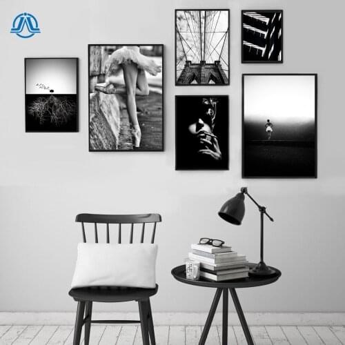 Ballet Dancing Girl Canvas Painting Poster Black White Landscape Art Print Nordic Decoration Wall Pictures for Living Room Decor