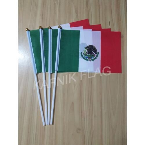 KAFNIK,5pcs Mexico Hand Flag National Hand Flag 14*21cm Free Shipping