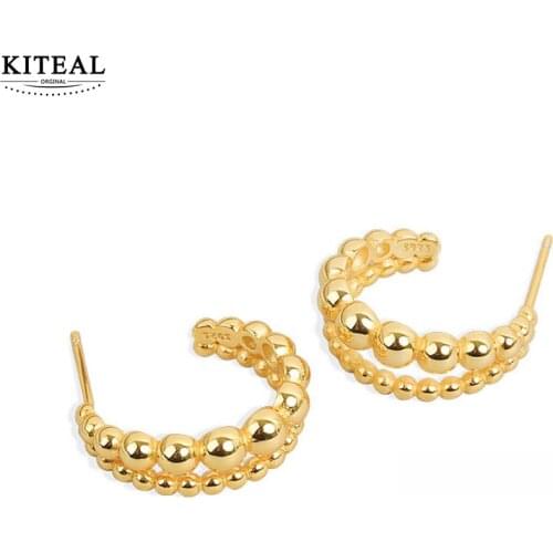 KITEAL Fashion jewellery charms silver color stud earrings for female C type round bead women earrings charm