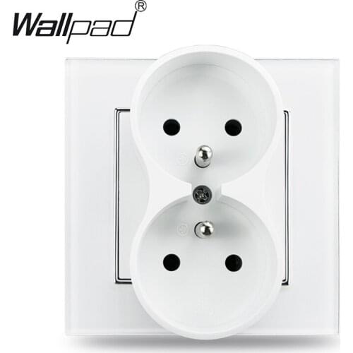 White Single frame 16A Double French Socket 86*86mm Wallpad EU Style Wall Plug Power Outlet with Claws for Poland Belgium
