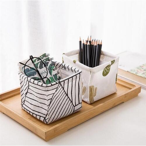 High Quality Fabric Desktop Storage Basket Sundries Container Makeup Organizer Case Storage Box Basket