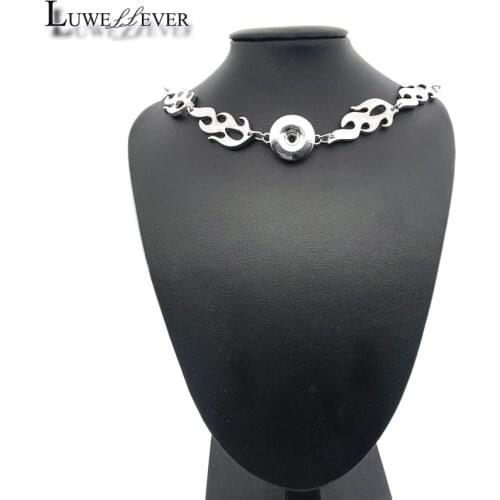 New Flame Necklace 165 Metal Chokers Fit 18mm Button Interchangeable Charm Jewelry For Women Gift