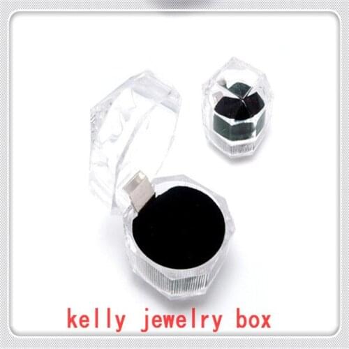 Wholesale 60pcs Transparent Acrylic Jewelry Box 3.8*3.8cm Black Velvet Ring Box Cute Jewelry Earrings Display Packaging Gift Box
