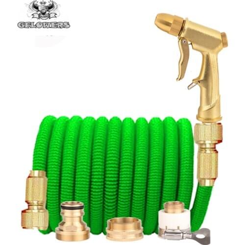 High Quality 25FT-100FT Garden Magic Hose Telescopic flexible Plastic Hose Car Wash Hose Metal Spray Gun Outdoor Garden Watering