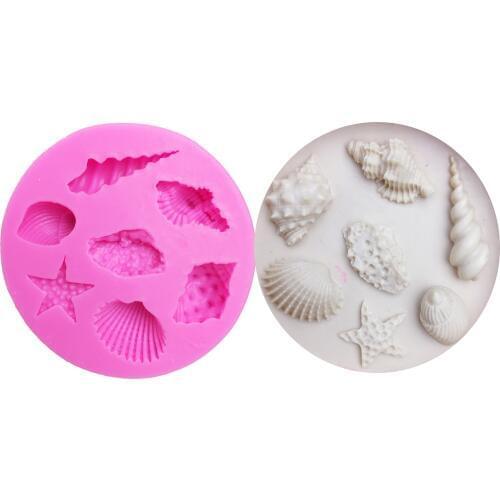 M0122 Marine Series Conch Starfish Shells Shellfish Silicone Mold Marine Felly Cake Baking Mold Candle Soap