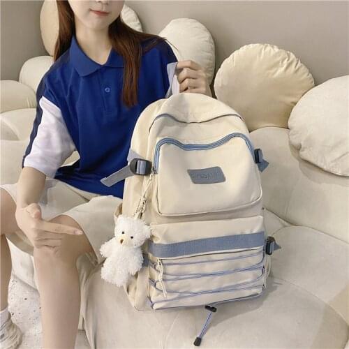 Students Backpack Large Capacity Womens School Backpacks for Girls Panelled Design Schoolbag Preppy Style Travel Female Bags