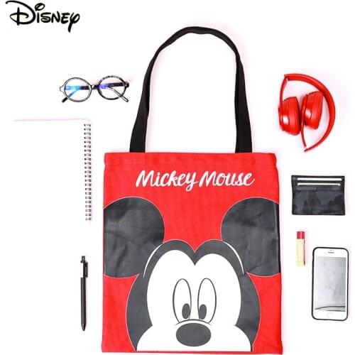 Disney Minnie Mouse Handbags Mickey Mouse Casual Bag Portable Canvas Bag Woman Girls Large Capacity Shopping Bags Gifts