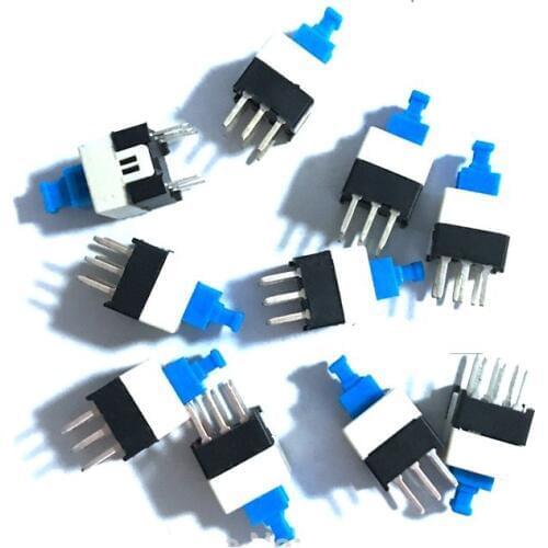 50PCS/Lot 8X8mm 8*8mm 6Pin Push Tactile Power Micro Switch Self lock On/Off button Latching switch Self locking 8*8 8x8 mm NEW