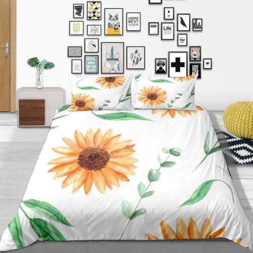 Thumbedding Sunflower Bedding Set For Girls Poetic Duvet Cover Simple King Queen Full Twin Single Double Comfortable Bed Set
