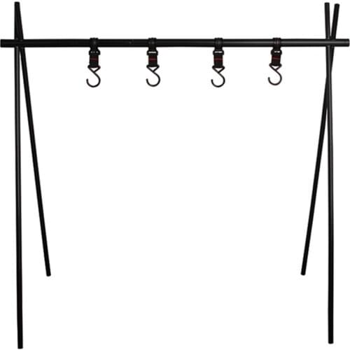 Outdoor Camping Foldable Hanging Rack Triangular Clothes Rack Stand Vookware Rack with 4 Movable Hooks & Storage Pouch
