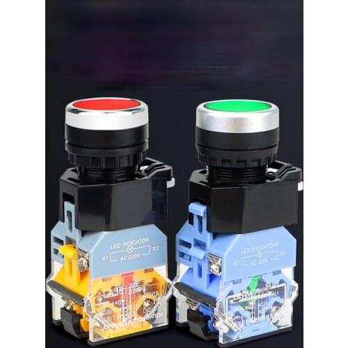 La38-11d self reset and self lock Flat head button switch with light La38-11ds red green yellow 220 V 24 V with lock