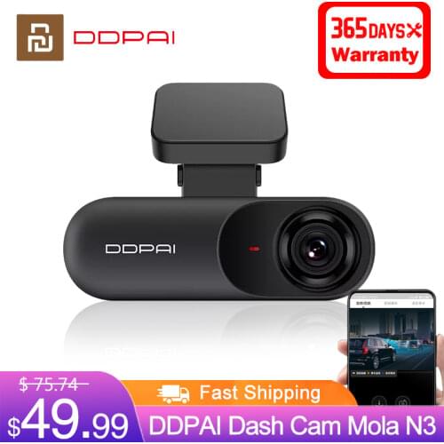Xiaomi DDPAI Dash Cam Mola N3 1600P 2K HD Car DVR Camera GPS Android Wifi Smart Connect Car Camera Recorder 24H Parking