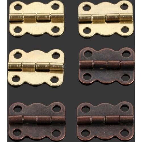 10Pcs Vintage Wooden Box Small Decorative Hinge Cupboard Door Furniture Cabinet Hinges Furniture Fittings 16*13mm With Screw