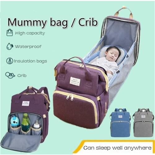 Waterproof Mummy Bag Portable Folding Crib Multi-function Large-capacity Maternity Bag Baby Out-of-bed Backpack
