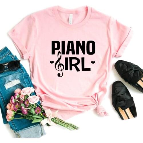 Piano Girl Print Women Tshirts Cotton Casual Funny t Shirt For Lady Yong Girl Top Tee Hipster FS-270