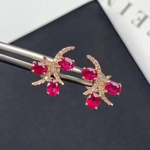 The Best Anniversary Gift Ruby Earring gemstone Jewelry 925 sterling silver for women Earring Party Ring