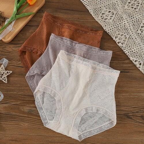 Women High Waist Panties Sexy Women Underwear Soft Comfortable Cotton Abdomen Briefs High Quality Lace Panties Plus Size L-XL