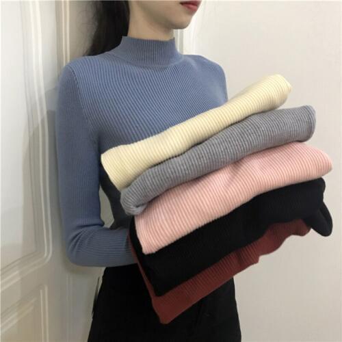 Sweater Women Winter 2019 New Arrivals Loose Casual Pullover Half Turtleneck Pullover Sweater Female Solid Knitwear Girl