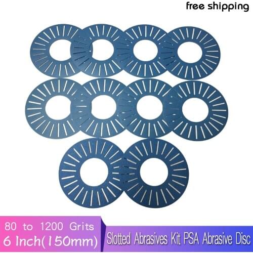 10 PCS 6 Inch 150MM Slotted Abrasives Kit PSA Abrasive Disc Blue Sandpaper 80 to 1200 Grits for Work Sharp WS3000 Tool Sharpener