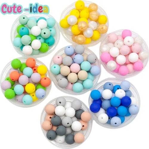 Cute-Idea 10pcs 12mm Silicone Round pearl Beads Baby Teething Chewable Beads DIY Pacifier Chains Toys Accessories Infants Goods