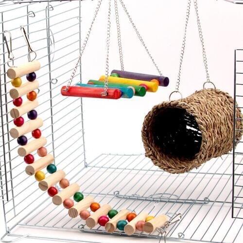 3Pcs/Set Parrot Cage Toy Squirrel Hamster Squirrel Hammock Bird Nest Swing Climbing Ladder