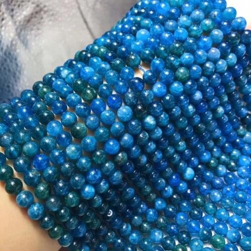 Loose beads Apatite smooth round blue 6/8/10mm 14inch for DIY jewelry making FPPJ wholesale beads nature