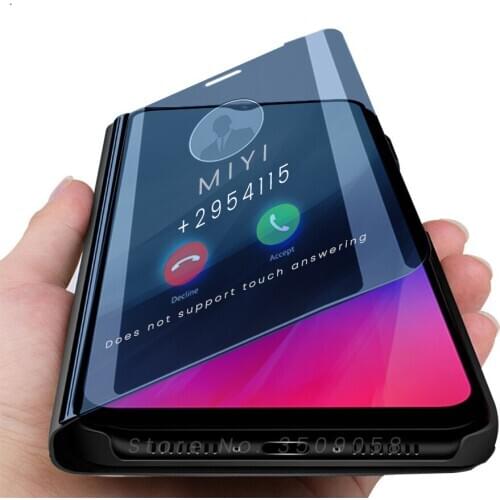 For realme c3 case smart mirror flip covers case for oppo realme realmi realmy raelme c3 c 3 3c 6.5'' magnetic book coque