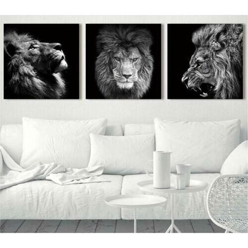 Black White Animal Diamond Painting 5D DIY Lion Full Rhinestones Cross-stitch Kits Square Round Embroidery For Living Room Decor