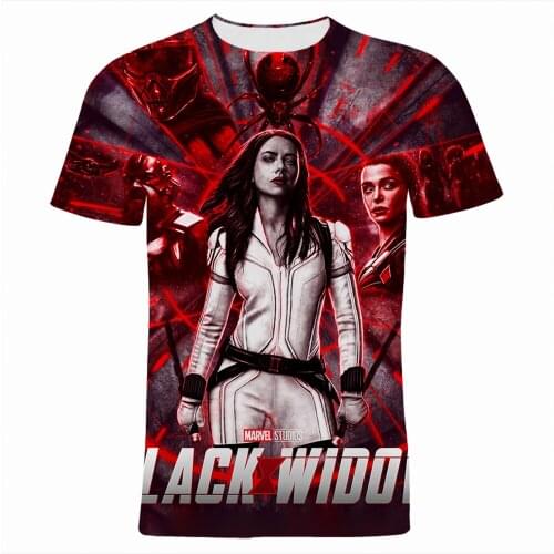Black Widow T Shirt For Male Summer Casual Marvel 3D Print Men Women T-shirts Short Sleeve Harajuku Children T Shirt
