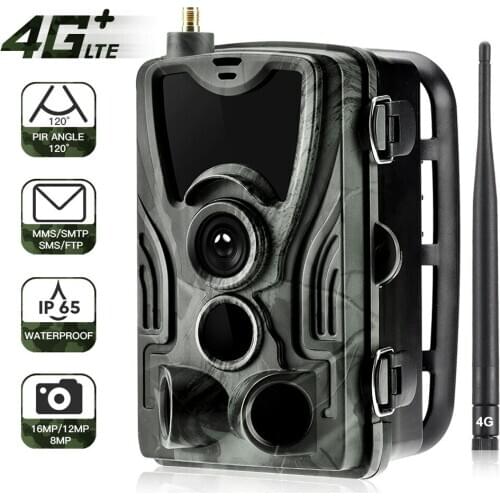 HC801 4G MMS/SMS/Email Hunting Camera 16MP 1080P Night Vision Trail Camera 0.3s Trigger Wireless Surveillance Scout Camera