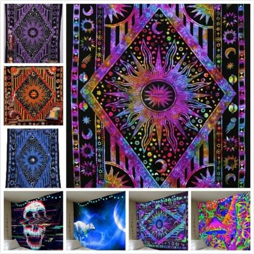 Hippy Hippie Psychedelic Celestial Mandala Moon Sun Tapestry Wall Hanging Large Indian Bohemian Hippy Tapestries Cloth Decor