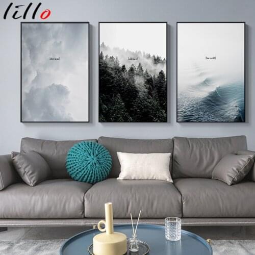 Scandinavian Mountain Lake Painting Modern Home Decor Wall Art Picture Nature Landscape Poster Nordic Style Canvas Print