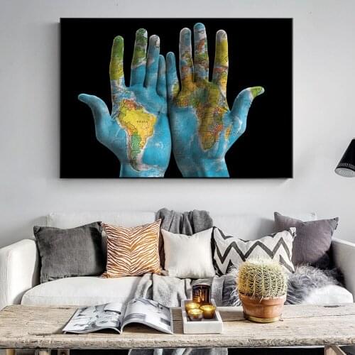 World Maps Draw In Hnads Canvas Art Prints Modern Pop Graffiti Art Canvas Pantings Wall Art Modular Pictures For Living Room