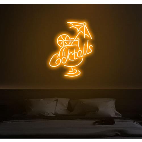 "Cocktails" Neon Sign Custom Neon Light Led Pink Home Room Wall Decoration Ins Shop Decor Bar