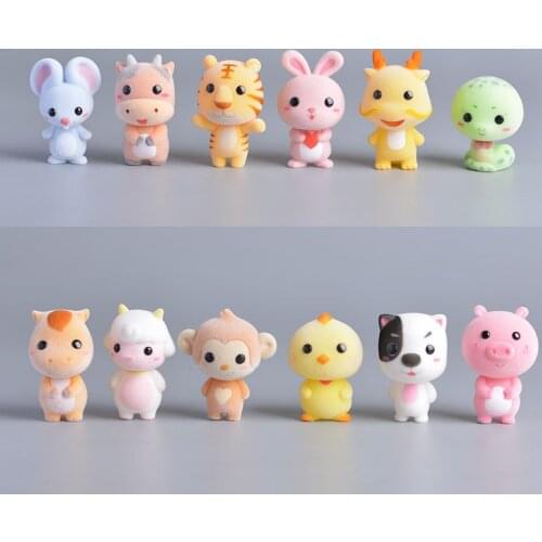 Koteta Kawaii PVC Flocking Doll Furry Dog Pig Monkey Mini Animals Toys for Children Flocking Toy for Girls Kids Gift Boy Figures